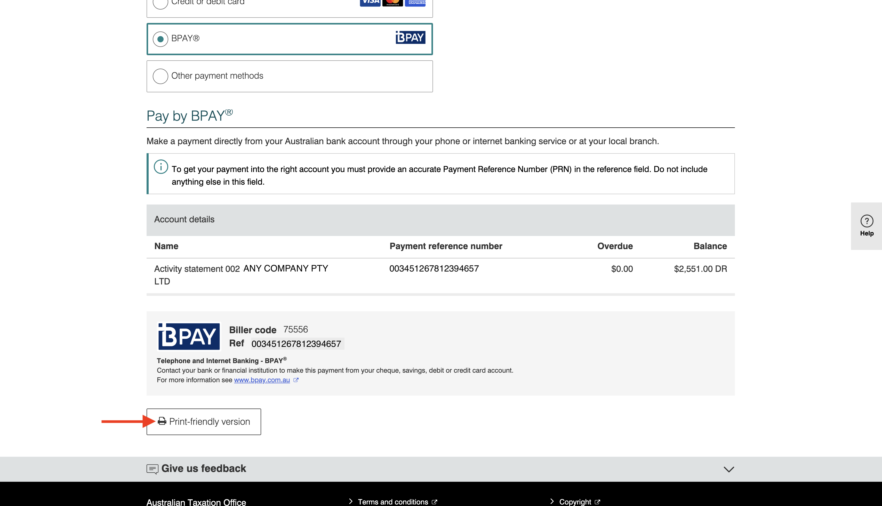ATO BPay Payment Details