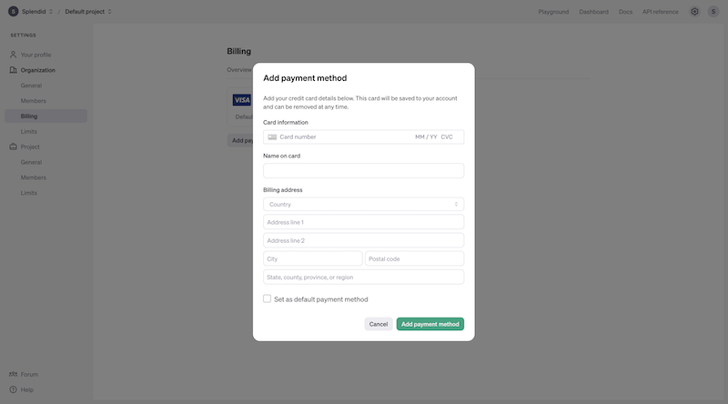OpenAI Choose Payment Method